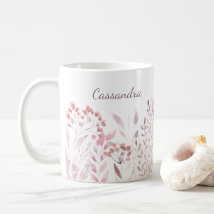 Personlig Namn Blue Lavender Botanical Foliage Kaffemugg