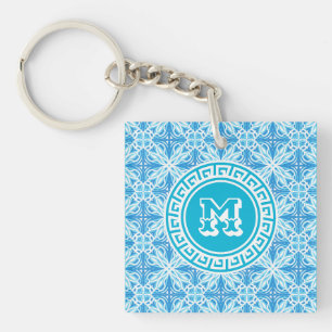 Personlig Namn Blue Trellis Skriv ut vit text