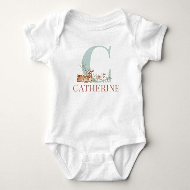 Personlig Namn Bodykosten Brev C Baby T Shirt (Framsida)