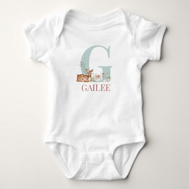Personlig Namn Bodykosten Brev G Baby T Shirt (Framsida)