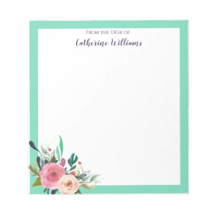 Personlig Namn Boho Blommigt Office Stationery Anteckningsblock