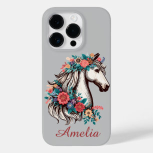 Personlig Namn Boho Horse with Flowers