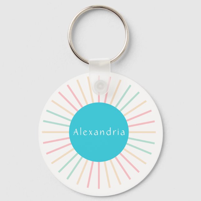 Personlig Namn Boho Teal Nyckelring (Framsida)