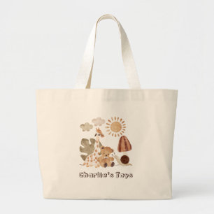 Personlig Namn Boho Woodland Jungle Animal Jumbo Tygkasse