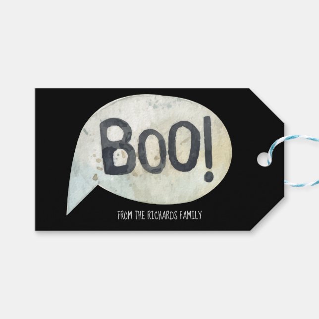 Personlig Namn Boo Halloween Presentetikett (Framsidan (Horisontell))