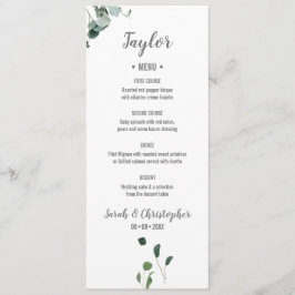 Personlig Namn Botanical Grey löv Menu Meny