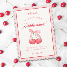 Personlig Namn Bow Cherry Bridesmaid Frieri