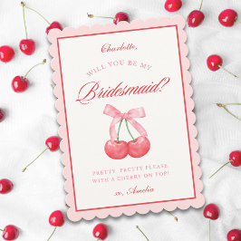 Personlig Namn Bow Cherry Bridesmaid Frieri Inbjudningar