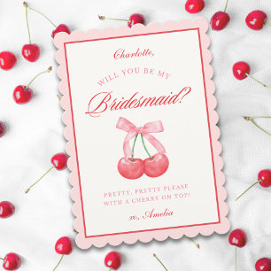 Personlig Namn Bow Cherry Bridesmaid Frieri Inbjudningar