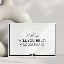 Personlig Namn Bowtie Groomsman Frieri Kort