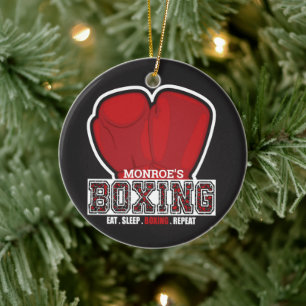 Personlig NAMN Boxer Boxing Gaffeisch Fighter Julgransprydnad Keramik