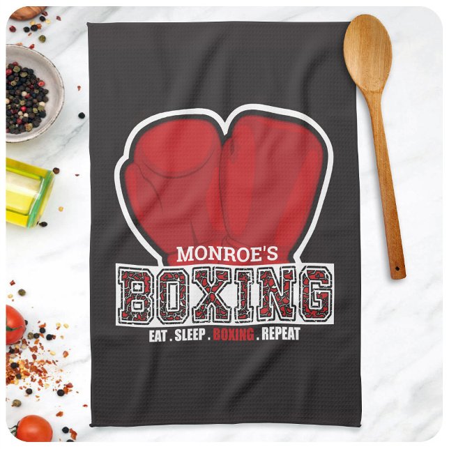 Personlig NAMN Boxer Boxing Gaffeisch Fighter Kökshandduk (Skapare uppladdad)