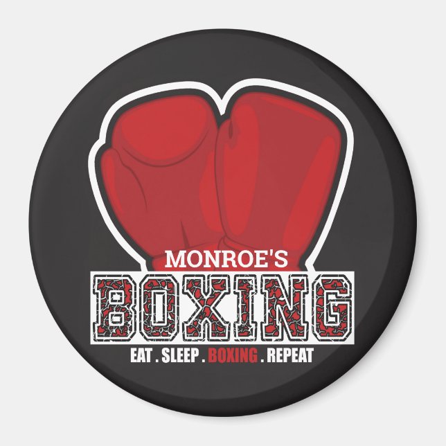Personlig NAMN Boxer Boxing Gaffeisch Fighter Magnet (Framsidan)