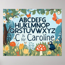 Personlig Namn Boys Girls Nursery Alphabet Poster