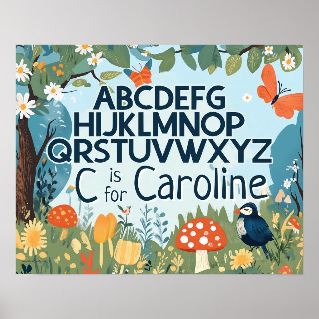 Personlig Namn Boys Girls Nursery Alphabet Poster (Framsidan)