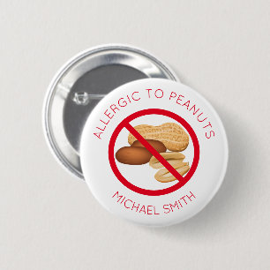 Personlig Namn bricka Peanut Allergy Button Knapp