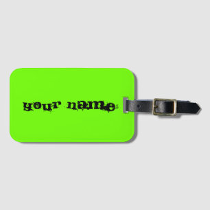 Personlig Namn Bright Fluorescent Neon Grönt Bagagebricka