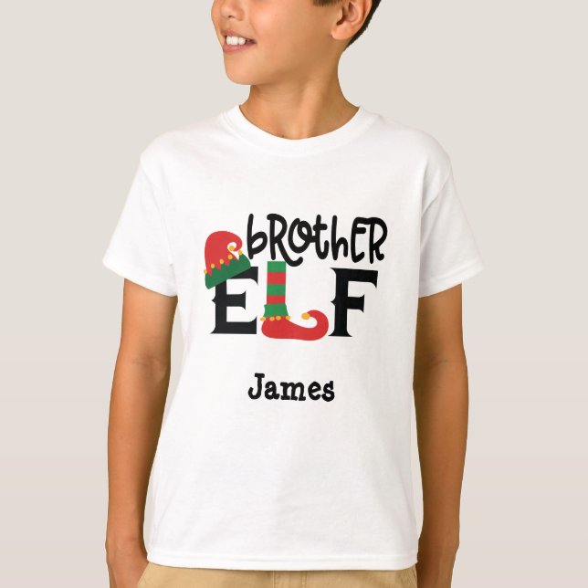 Personlig Namn Brother Elf jul T-Shirt (Framsida)