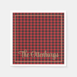 Personlig Namn Buffalo Play Red Rustic Party Pappersservett