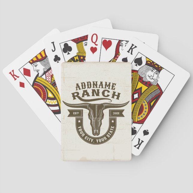 Personlig NAMN Bull Steer Skull Western Ranch Casinokort (Baksidan)