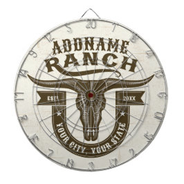 Personlig NAMN Bull Steer Skull Western Ranch Darttavla