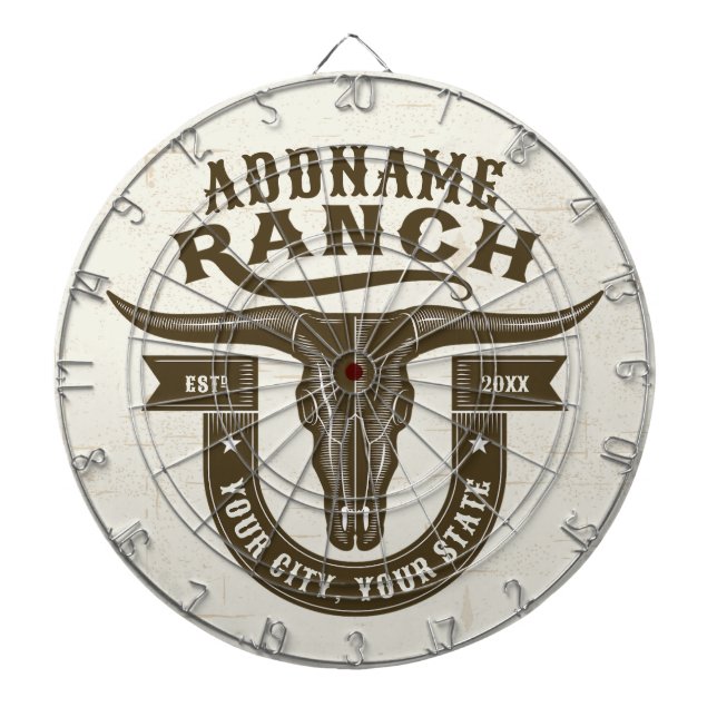 Personlig NAMN Bull Steer Skull Western Ranch Darttavla (Framsidan)