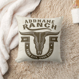 Personlig NAMN Bull Steer Skull Western Ranch Kudde