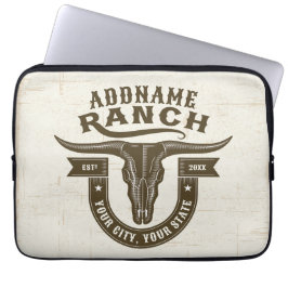 Personlig NAMN Bull Steer Skull Western Ranch Laptop Fodral