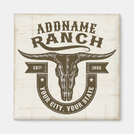 Personlig NAMN Bull Steer Skull Western Ranch Magnet