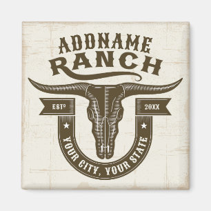 Personlig NAMN Bull Steer Skull Western Ranch Magnet