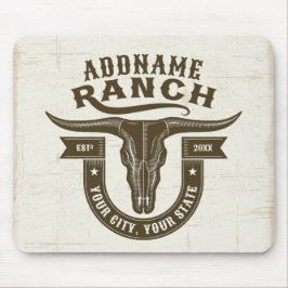 Personlig NAMN Bull Steer Skull Western Ranch Musmatta