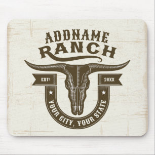 Personlig NAMN Bull Steer Skull Western Ranch Musmatta