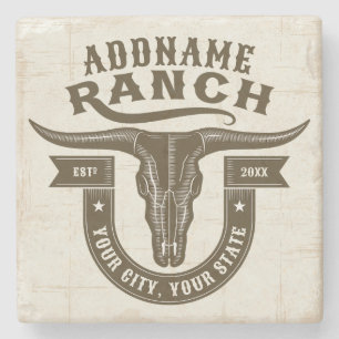 Personlig NAMN Bull Steer Skull Western Ranch Stenunderlägg
