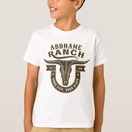 Personlig NAMN Bull Steer Skull Western Ranch T Shirt