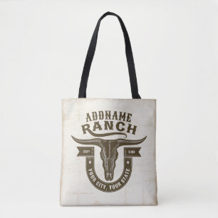 Personlig NAMN Bull Steer Skull Western Ranch Tygkasse