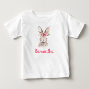 Personlig Namn Bunny Rabbit Girl Baby T Shirt