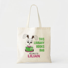Personlig Namn Bunny Reading Bibliotek Tote Bag Tygkasse