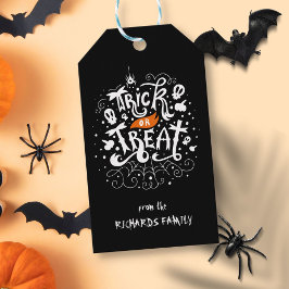 Personlig Namn Bus eller godis Halloween Presentetikett