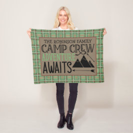 Personlig NAMN Cabin Camping Äventyr Fleecefilt