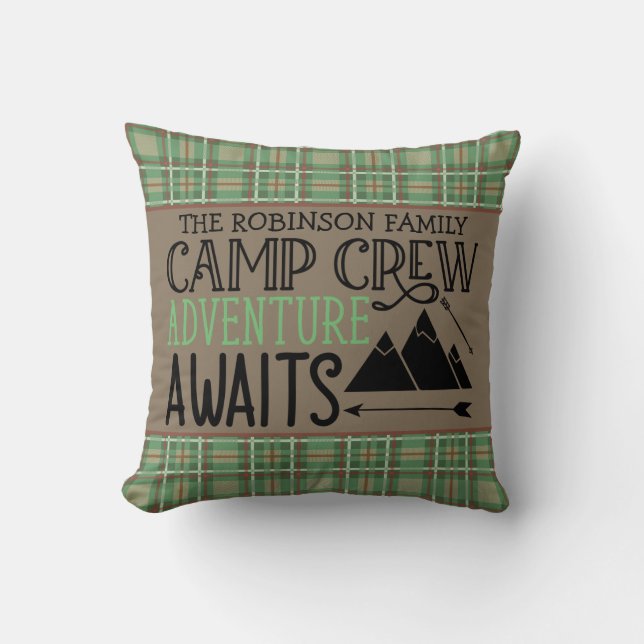 Personlig NAMN Cabin Camping Äventyr Kudde (Framsida)