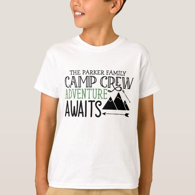 Personlig NAMN Cabin Camping Äventyr T Shirt (Framsida)