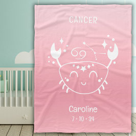 Personlig Namn Cancer Zodiac Birthdate Rosa Fleecefilt