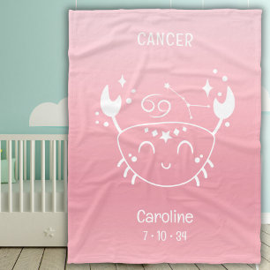 Personlig Namn Cancer Zodiac Birthdate Rosa Fleecefilt