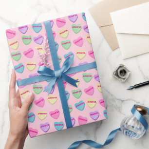 Personlig Namn Candy Conversation Heart - Rosa Presentpapper