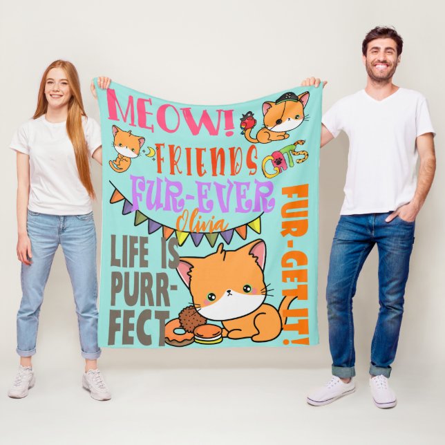 Personlig Namn Cat Blanket Gift for Cat Lovers Fleecefilt (På plats)