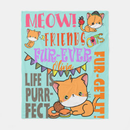 Personlig Namn Cat Blanket Gift for Cat Lovers Fleecefilt