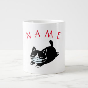 PERSONLIG NAMN CAT WEARING MASK JUMBO Mugg
