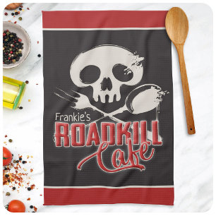 Personlig NAMN Cheeky Roadkill Cafe Middag Kökshandduk