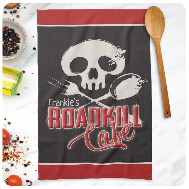 Personlig NAMN Cheeky Roadkill Cafe Middag Kökshandduk (Skapare uppladdad)