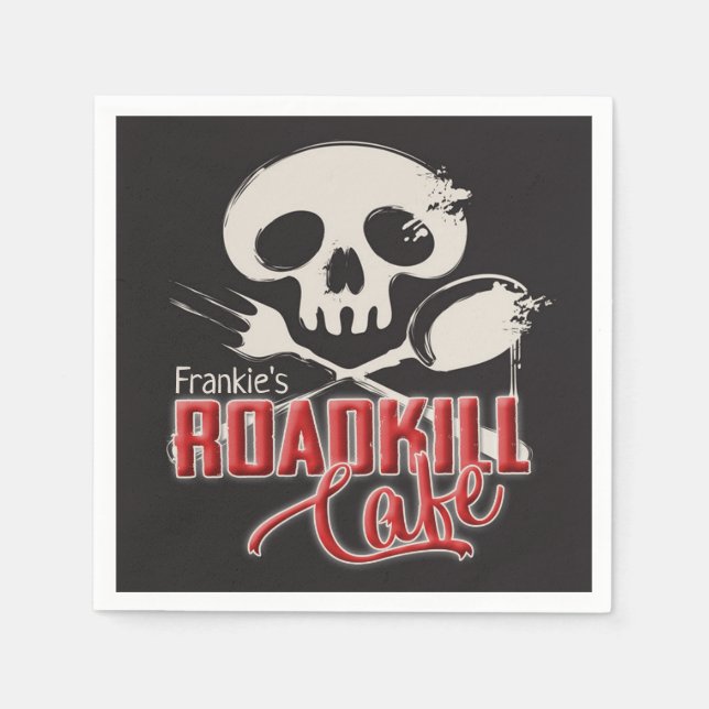 Personlig NAMN Cheeky Roadkill Cafe Party Pappersservett (Framsidan)